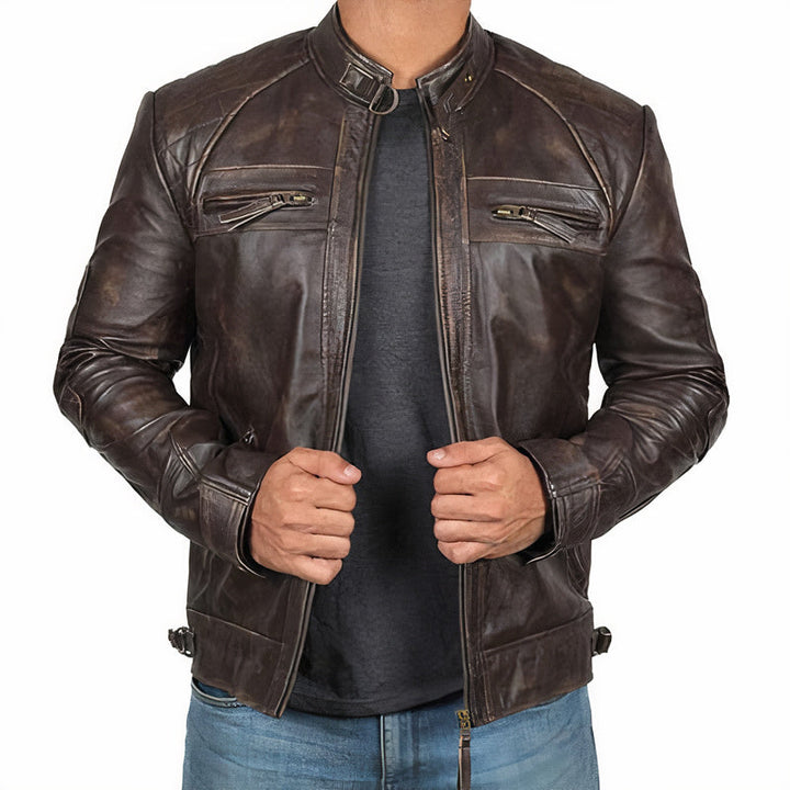 Veste de moto homme rugueuse avec poches zippées