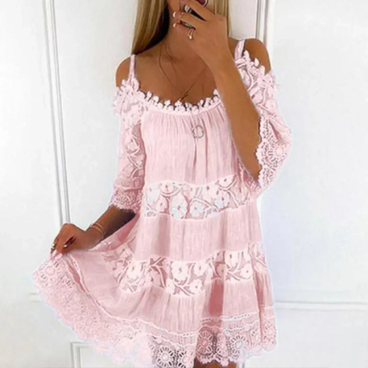 Robe Mini d'Été avec Dentelle Crochet et Broderie