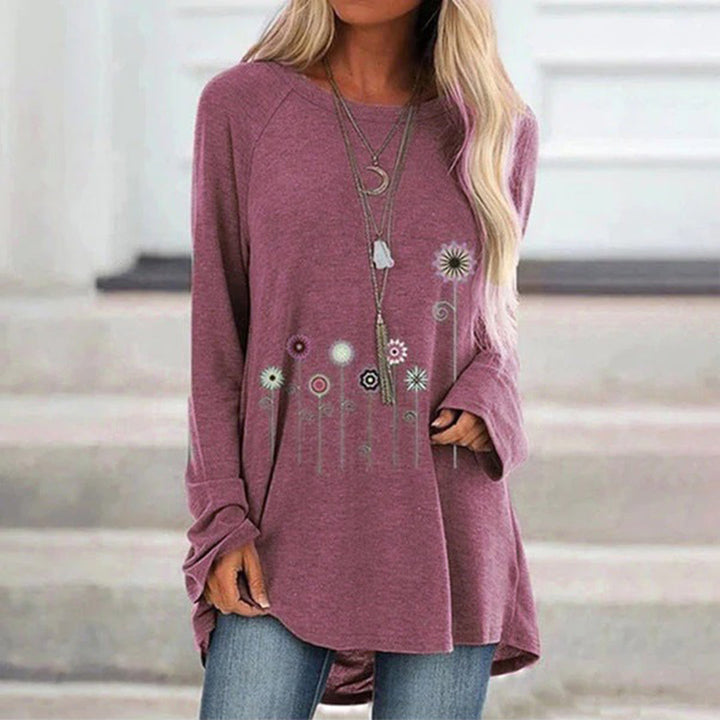 Sweatshirt avec broderie florale 3D, texture douce rencontre élégance subtile