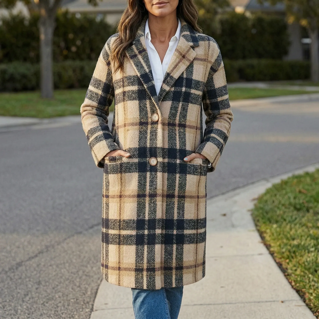 Manteau Long à Carreaux Plaidwell pour Femme