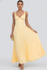Fiona | Robe Maxi Femme à Jupe Plissée et Col V
