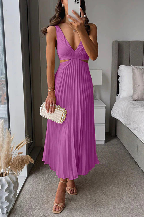 Robe Maxi Plissée Femme Élégante & Fluide