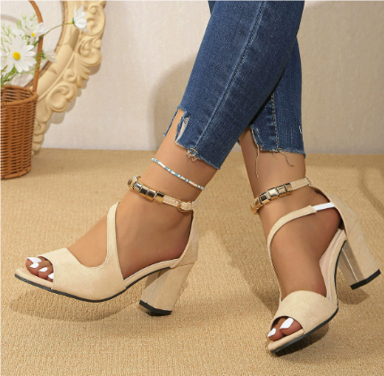 Sophie – Talons Blocs Ouverts pour Femmes | Bride de Cheville