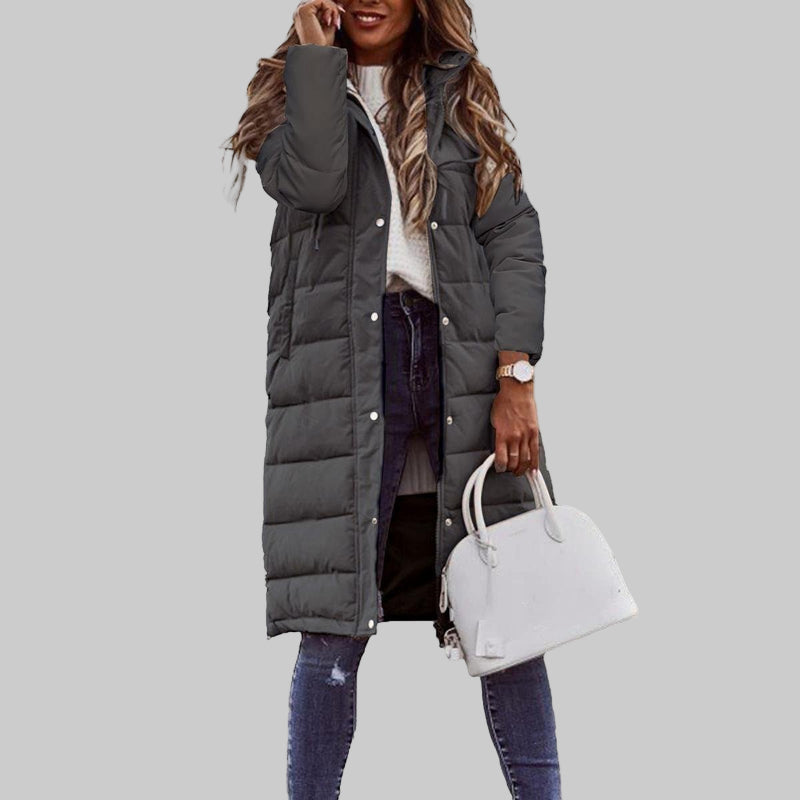 Veste Longue Capuche Quiltée Femme