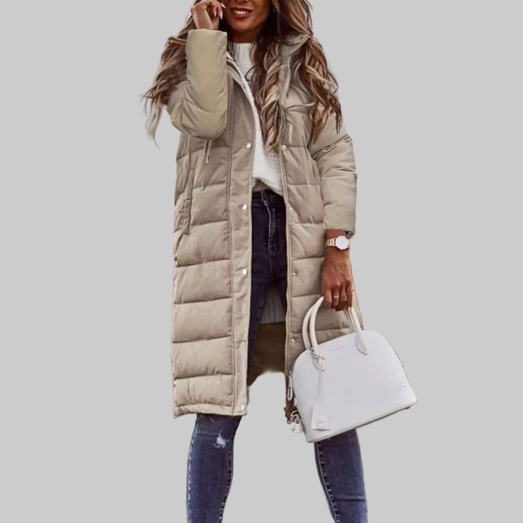 Veste Longue Capuche Quiltée Femme