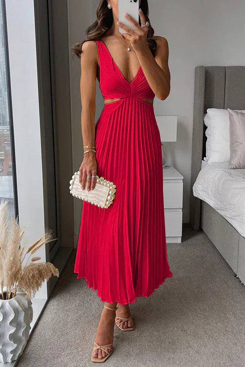 Robe Maxi Plissée Femme Élégante & Fluide