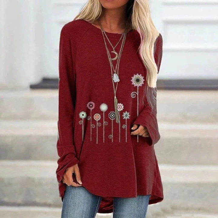 Sweatshirt avec broderie florale 3D, texture douce rencontre élégance subtile