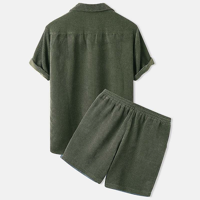 Ensemble de Vêtements d'Été Ribbé pour Hommes - Style Sans Effort et Confort pour Jours Chauds