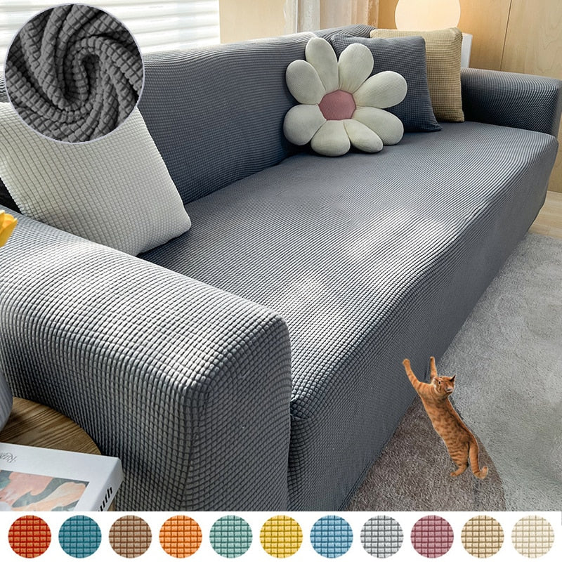 Housse de Sofa Texturée Étirée Protecteur de Sofa Non-Glissant