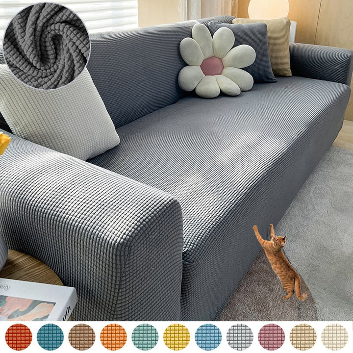 Housse de Sofa Texturée Étirée Protecteur de Sofa Non-Glissant