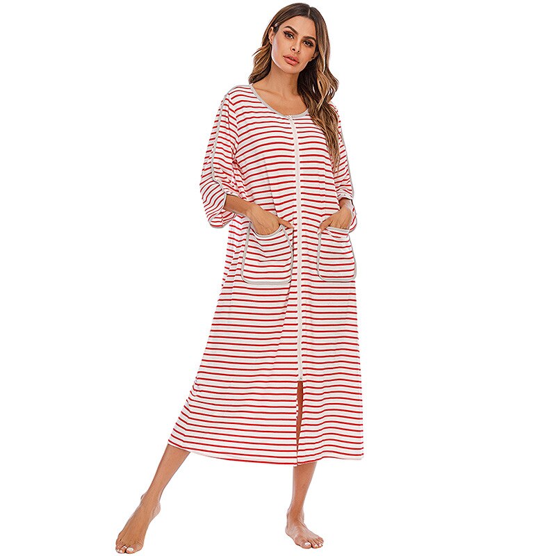 Robe de Nuit Zippée Chaude avec Capuche