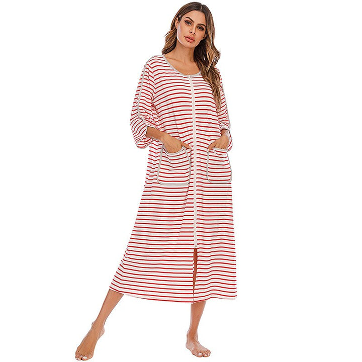 Robe de Nuit Zippée Chaude avec Capuche