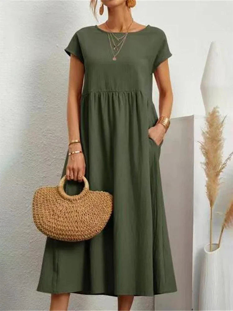 Robe en Coton Vintage O-Col