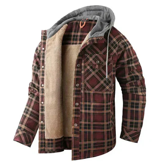 Chemise Veste à Capuche à Carreaux pour Hommes