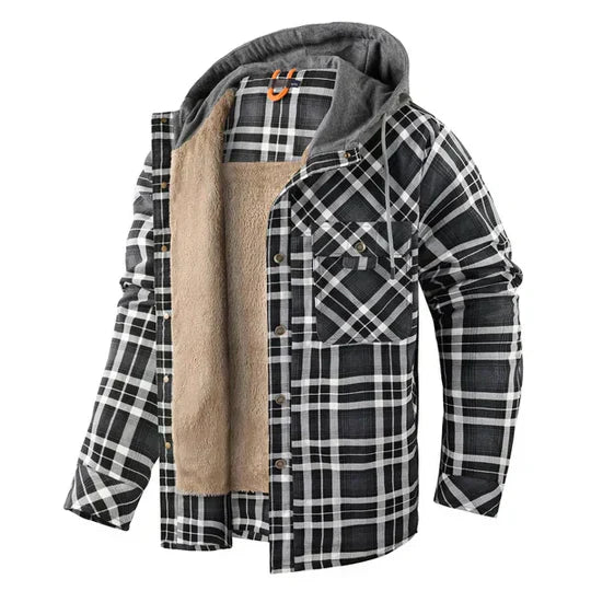 Chemise Veste à Capuche à Carreaux pour Hommes