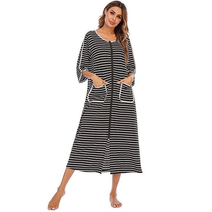 Robe de Nuit Zippée Chaude avec Capuche