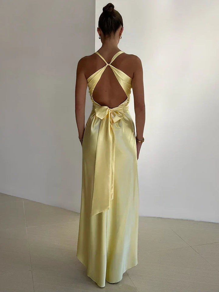 Robe de Soirée Femme Sans Manches Col Halter