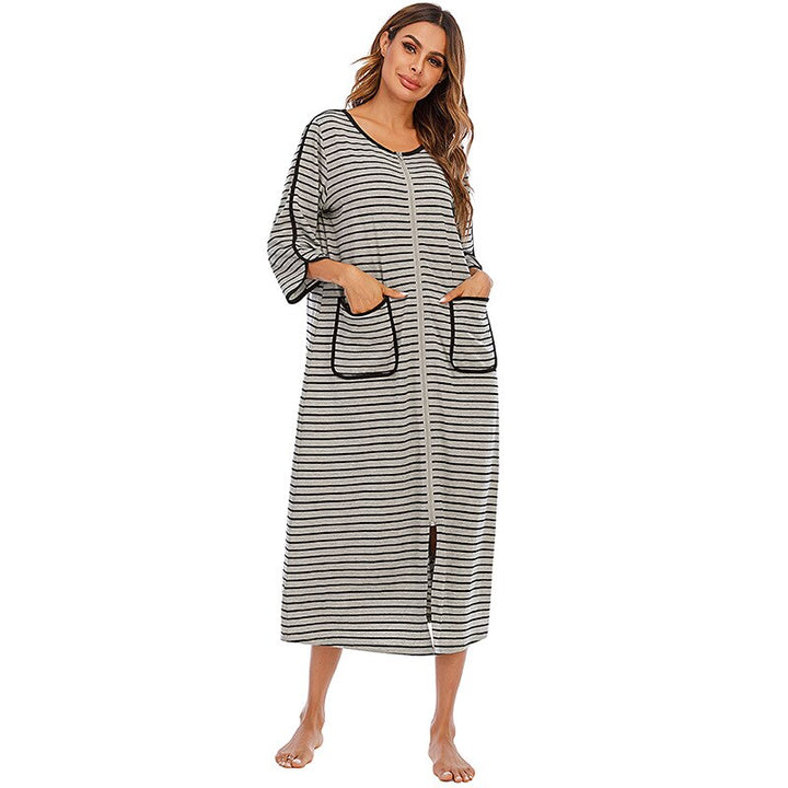 Robe de Nuit Zippée Chaude avec Capuche