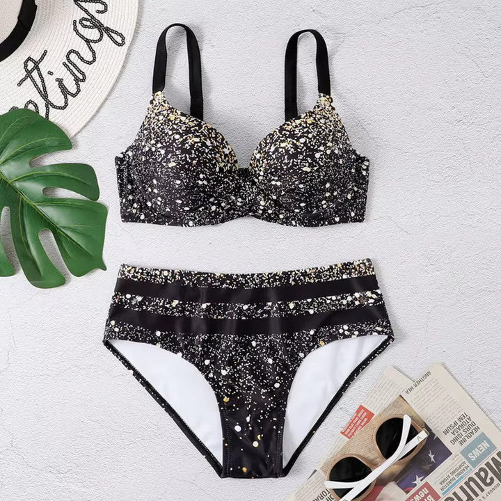 Mary - Maillot de Bain Haut Taille Femme Imprimé Feuille