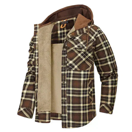 Chemise Veste à Capuche à Carreaux pour Hommes