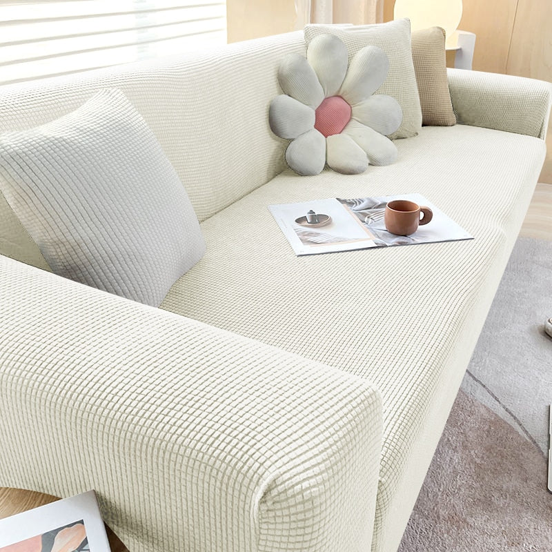 Housse de Sofa Texturée Étirée Protecteur de Sofa Non-Glissant