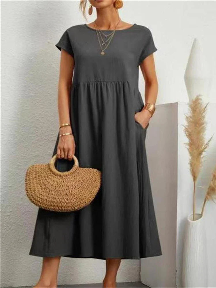 Robe en Coton Vintage O-Col