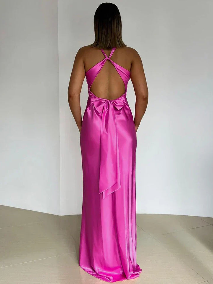 Robe de Soirée Femme Sans Manches Col Halter