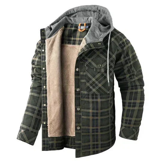 Chemise Veste à Capuche à Carreaux pour Hommes
