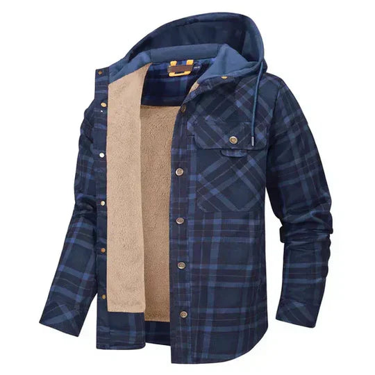 Chemise Veste à Capuche à Carreaux pour Hommes