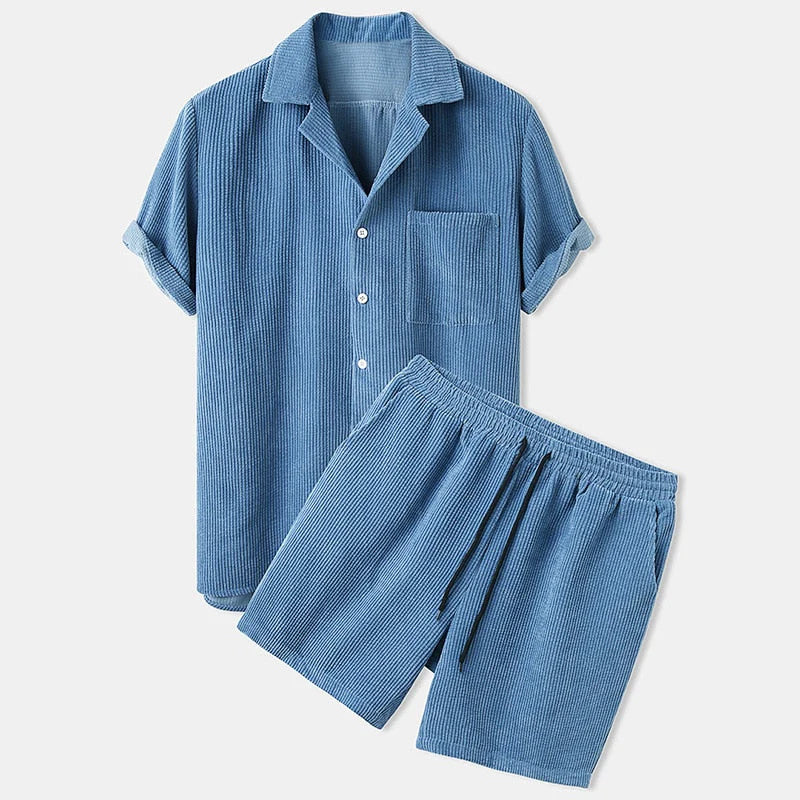 Ensemble de Vêtements d'Été Ribbé pour Hommes - Style Sans Effort et Confort pour Jours Chauds