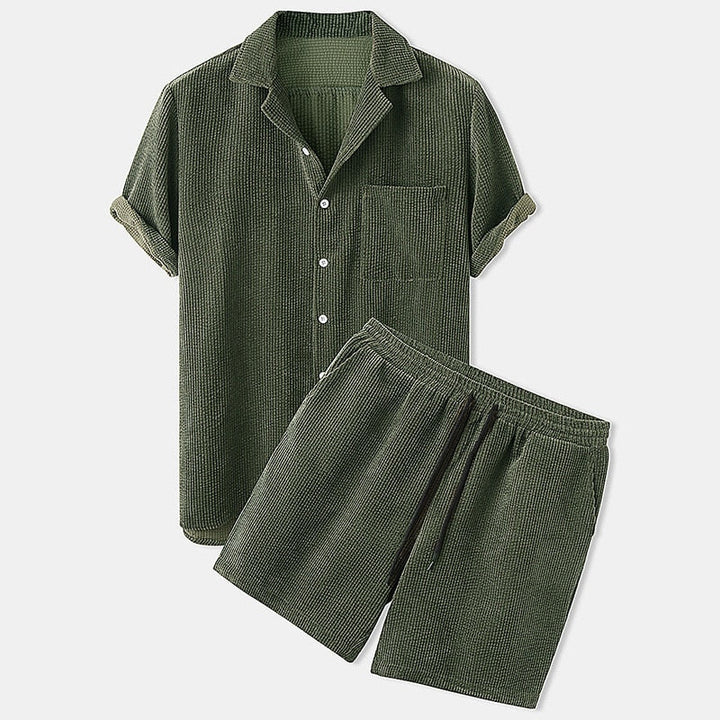 Ensemble de Vêtements d'Été Ribbé pour Hommes - Style Sans Effort et Confort pour Jours Chauds