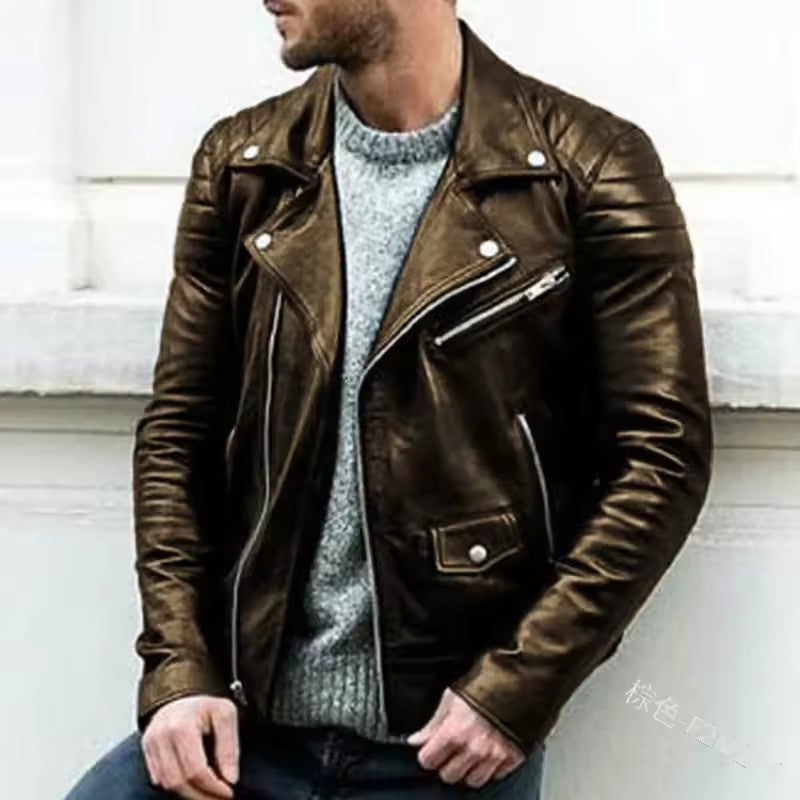 Veste de motard en cuir véritable