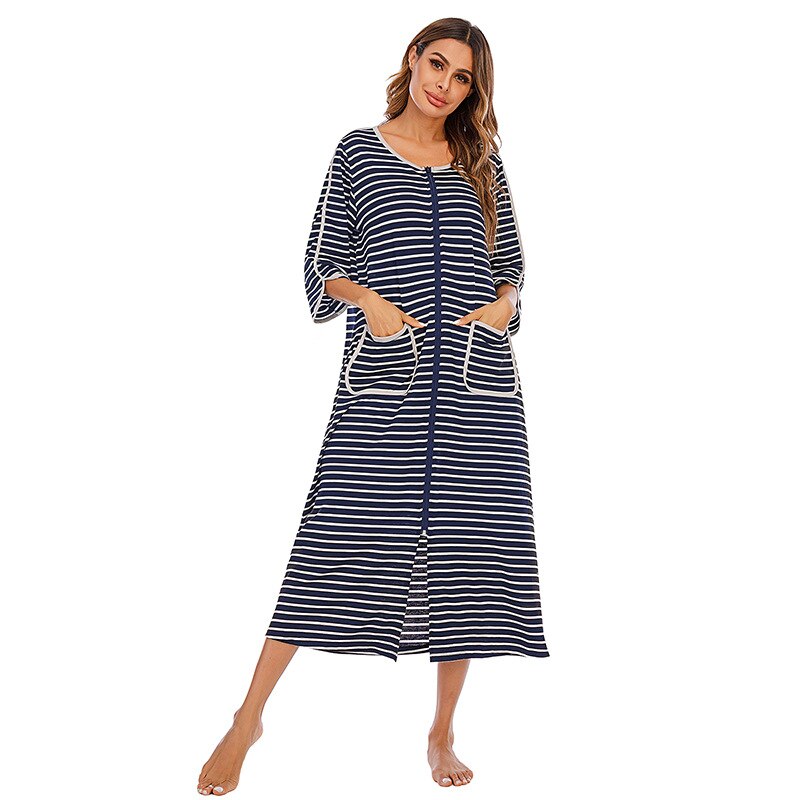 Robe de Nuit Zippée Chaude avec Capuche