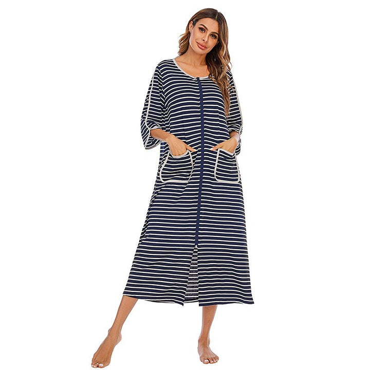 Robe de Nuit Zippée Chaude avec Capuche
