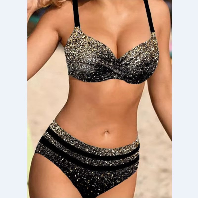 Mary - Maillot de Bain Haut Taille Femme Imprimé Feuille