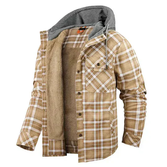 Chemise Veste à Capuche à Carreaux pour Hommes