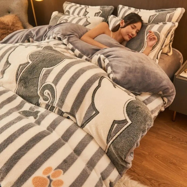 Housse de Couette en Flanelle Douillette pour Hiver - Ellen