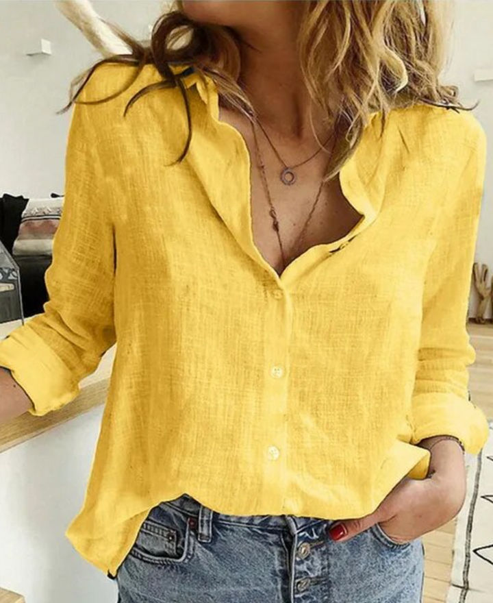 Blouse à Manches Longues avec Drapé Élégant et Tissu Doux