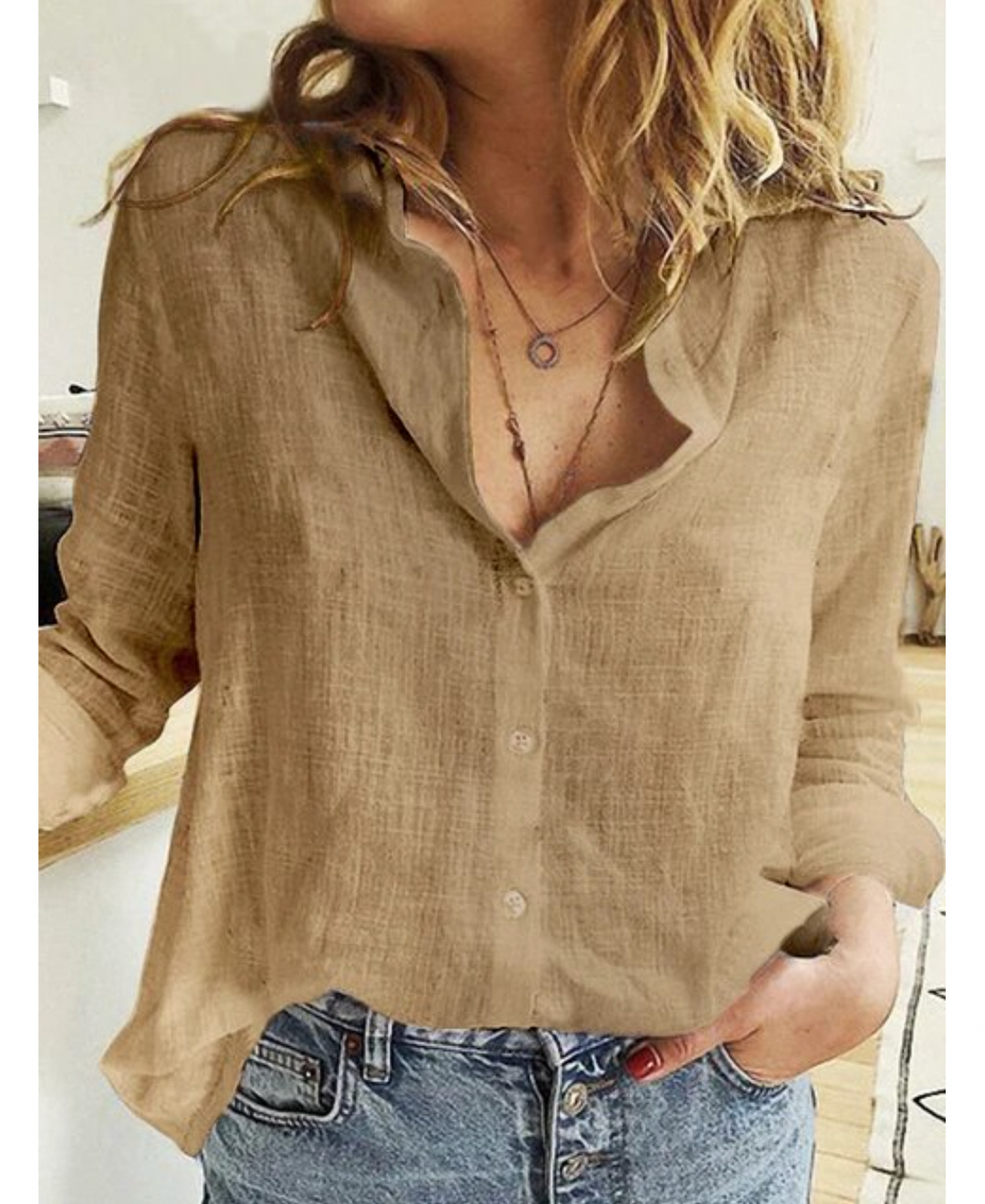 Blouse à Manches Longues avec Drapé Élégant et Tissu Doux