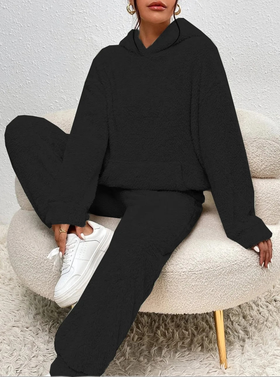Ultra-Confortable Teddy Avec Capuche Maillot De Maison Élégance Cozy Pour Moments De Détente