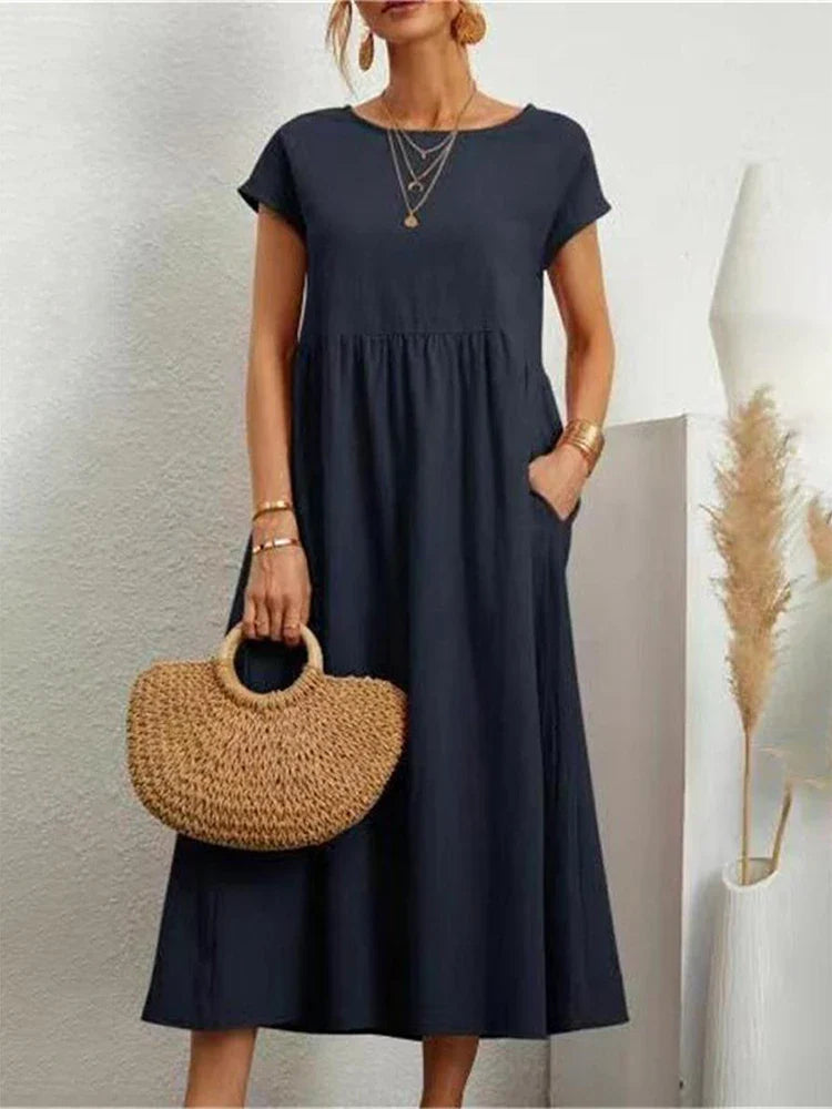 Robe en Coton Vintage O-Col