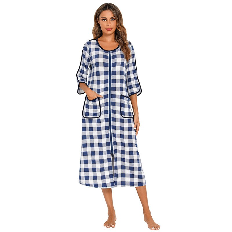 Robe de Nuit Zippée Chaude avec Capuche