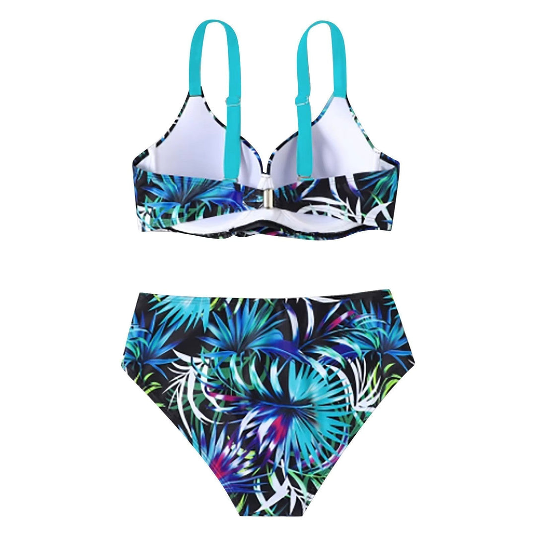 Mary - Maillot de Bain Haut Taille Femme Imprimé Feuille