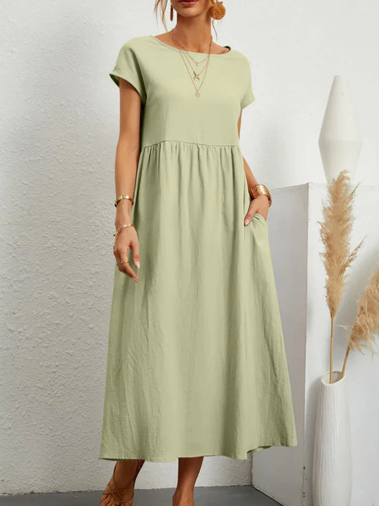 Robe en Coton Vintage O-Col