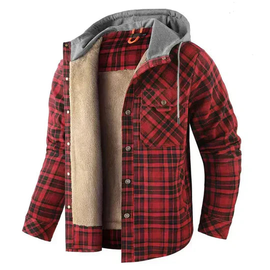 Chemise Veste à Capuche à Carreaux pour Hommes