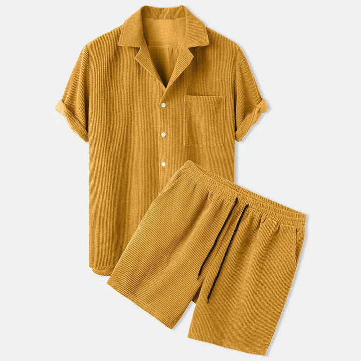 Ensemble de Vêtements d'Été Ribbé pour Hommes - Style Sans Effort et Confort pour Jours Chauds