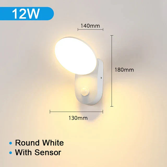 Éclairage mural extérieur imperméable avec capteur de mouvement PIR (12W) – Illumination intelligente pour sécurité améliorée