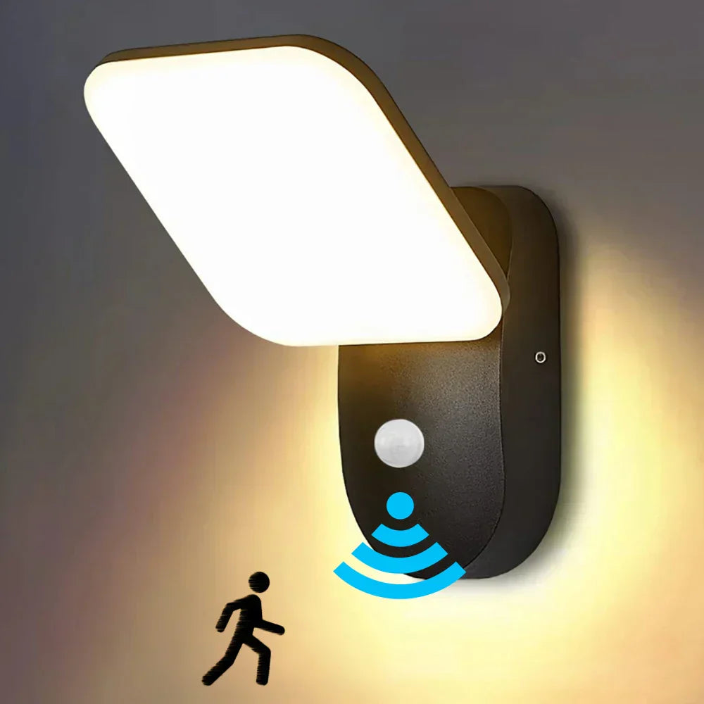 Éclairage mural extérieur imperméable avec capteur de mouvement PIR (12W) – Illumination intelligente pour sécurité améliorée