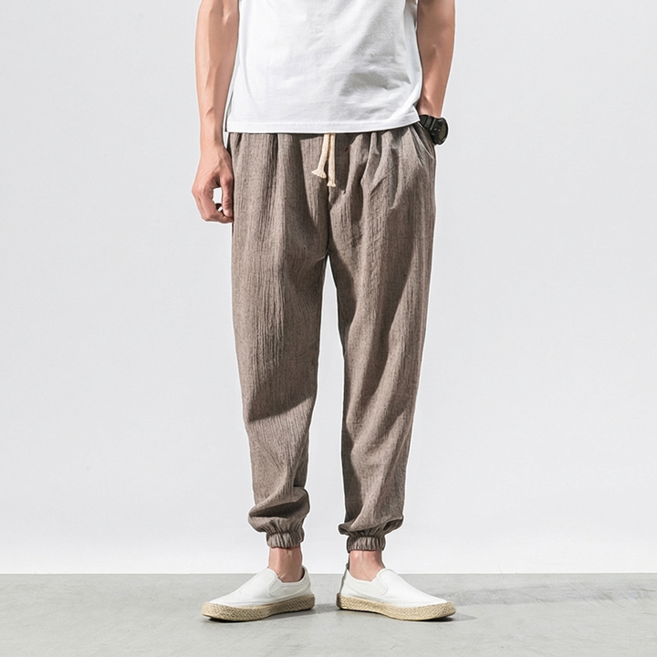 Pantalon confort en mélange de coton et mélange de lin pour homme – Léger et confortable au quotidien