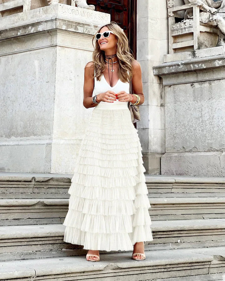 Jupe Maxi en Tulle avec Ceinture Élastique